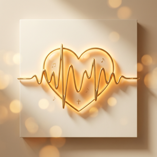 Personalized Faith Song - Golden heart soundwave with musical notes